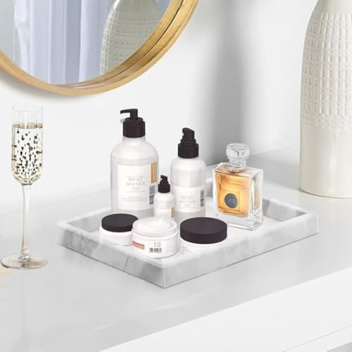 African Natural Marble Tray, 11.8"x7.8" Coffee Table Vanity/Decorative Tray for Jewerly, Watch, Perfume, Rectangle Genui