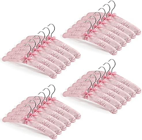Jetec 24 Pack Satin Padded Hangers for Women Clothing 15",Light Pink