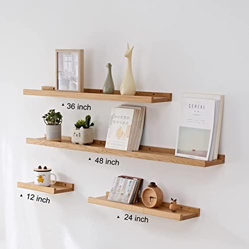12x4-Inch Natural Oak Wood Floating Shelf for Wall Decor