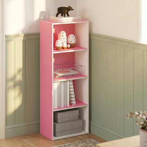 4-Tier Bookshelf, Cube Bookcase, Book Shelf, Cube Storage Organizer with Open Shelf, 9.3 x 15.6 x 41.7, for Home Office,