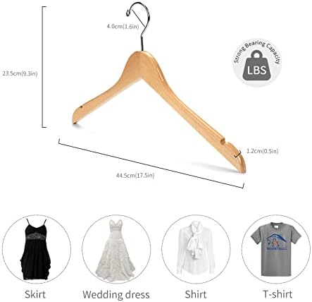 Nature Smile Solid Gugertree Wood Shirt and Dress Hangers with Notches with Anti-Rust Chrome Hook Pack of 10 (Natural)