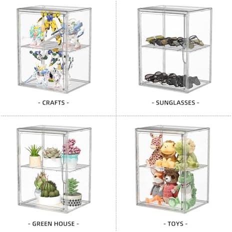 HOYOJA Clear Acrylic Display Case, Super Large Stackable Storage Bins Magnetic Attraction Lids, Acrylic Box for Collecti