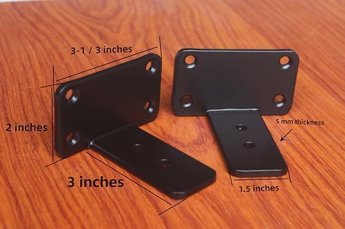 16 Pack - 3 inch Black Hidden L Shelf Bracket (1/5 Inch Thicked) Iron Floating Shelf Brackets Rustic Industrial Metal Br