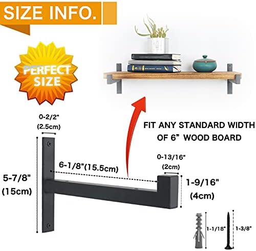 EZYDECOR 8 Packs Heavy Duty Shelf Brackets Wall Mounted Industrial Metal Shelving Support with Lip for DIY Open Shelving