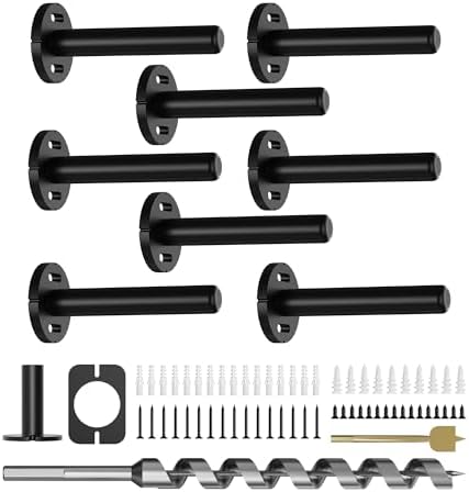 8pcs Wall Shelf Brackets Heavy Duty Floating Shelf Bracket Hidden,Invisible Black Shelving Brackets Decorative Floating 