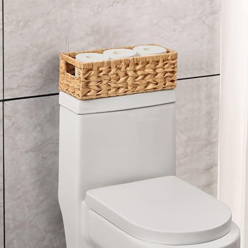 Vagusicc Wicker Storage Basket, Wicker Baskets with Handles, Toilet Paper Basket for Toilet Tank Top, Small Wicke Baskets for Organizing Shelves, 2-Pack