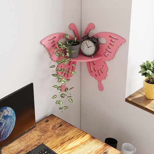 Butterfly Corner Shelf Nursery Wall Deor Floating Corner Shelf for Kid’s Room, Small Cute Decorative Shelf Wall Mounted,