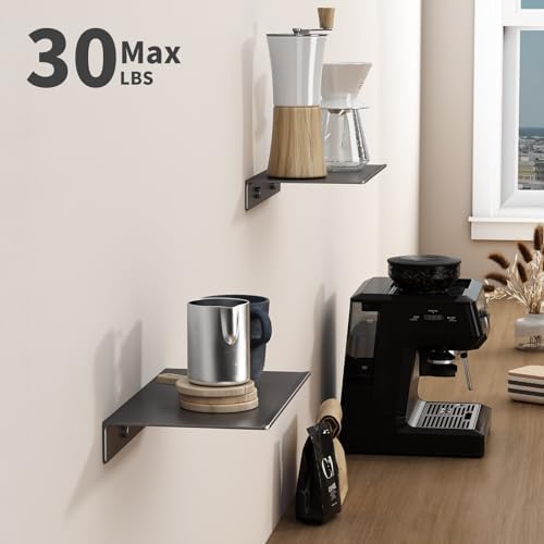 Danpoo 8 inch Gray Small Floating Shelves for Wall Organizer & Storage, Mini Display Shelves, Metal Wall Shelves for Bat