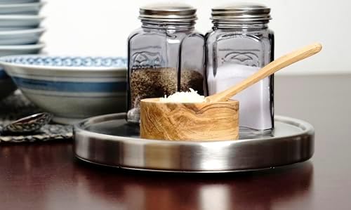 RSVP International Endurance Tool Crock Turntable Lazy Susan, Stainless Steel, 8.25" | Organize Spices & Small Bottles |