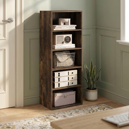 5-Tier Bookcase, Bookshelf with Open Shelf, Cube Storage Organizer Book Shelf, 11 x 17 x 44, for Bedroom, Home Office, L