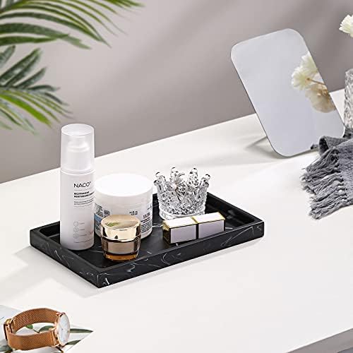 Luxspire Resin Bathroom Vanity Tray for Countertop Organizer, M, Ink Black