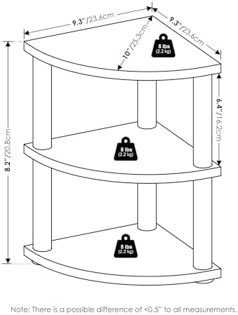 Furinno Turn-N-Tube Kitchen Countertop Organizer, 3-Tier Corner Countertop Organizer Shelf, Corner Shelf, for Kitchen, P