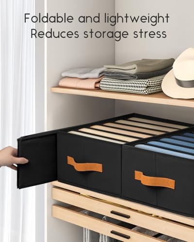 Homsorout Closet Organizers and Storage - Fabric Clothes Organizer with Handles, Foldable Jeans Organizer for Clothes, D
