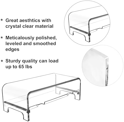 AMT 2 Tier 5.7 Inch High Acrylic Laptop Monitor Stand & Computer Riser with Cat Keyboard Protector, Space-Saving Design,