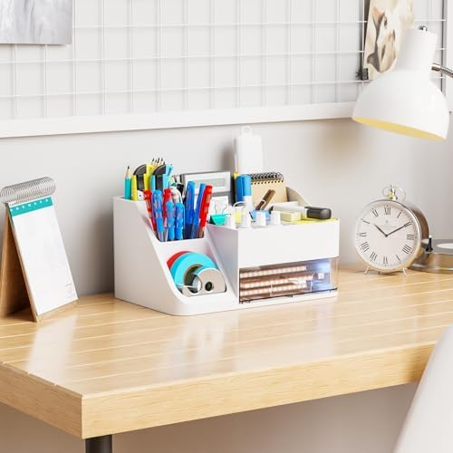 Yieach White Makeup Organizer Countertop,Large Cosmetics Storage Organizer for Make up Brush,Hair Products and Beauty Sk