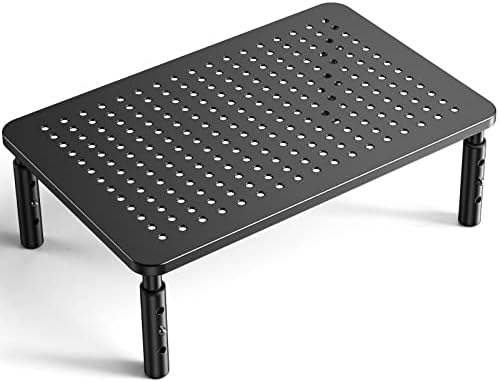LORYERGO Monitor Stand, Monitor Riser 3 Height Adjustable, Laptop Stand Desk With Metal Vented Platform, Computer Stand 