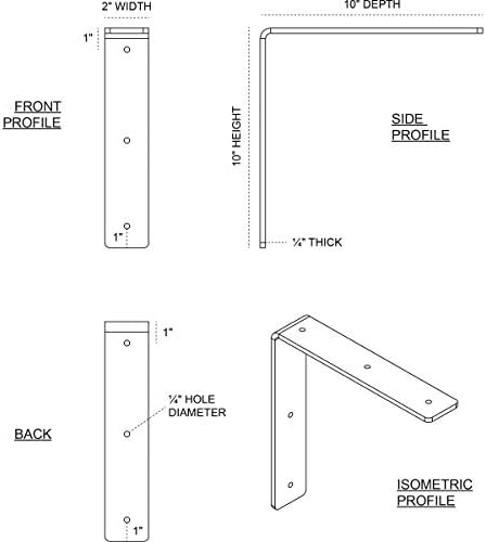 Ekena Millwork BKTM02X10X10HASS 2-Inch W x 10-Inch D x 10-Inch H Hamilton Bracket, Stainless Steel