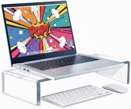 Azar 515360 Acrylic Monitor Stand Riser – Made in USA Laptop stand and Monitor Riser Acrylic Monitor Stand Riser Clear L