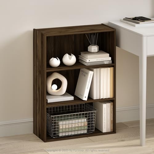 Furinno Simple Book Shelf, 3-Tier Bookshelf, Storage Shelves Bookcase, 9.7 x 23.7 x 31.5, for Living Room, Bedroom, Home