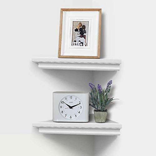AHDECOR White Corner Shelves, Stylish Wall Mounted Corner Shelf for Space-Saving Storage in Living Room, Bedroom, and Of