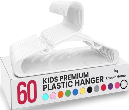 Utopia Home Kids Hangers 60 Pack – 11.5 Inch Baby Closet Hangers White