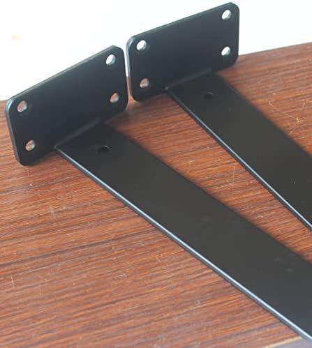 6 Pack - 8 inch Black Hidden L Shelf Bracket (1/5 Inch Thicked) Iron Floating Shelf Brackets Rustic Industrial Metal Bra