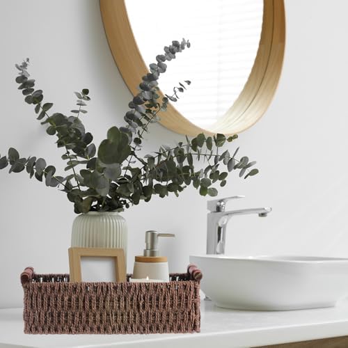 Boao 3 Pcs Boho Storage Wicker Baskets Handmade Woven Decorative Paper Rope Baskets for Organizing with Handle Counterto
