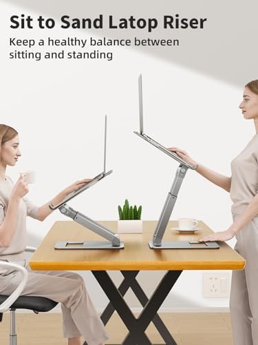tounee Laptop Stand for Desk Adjustable Height, Telescopic Computer Stand with Pull Out Design Ergonomic Laptop Riser Fi