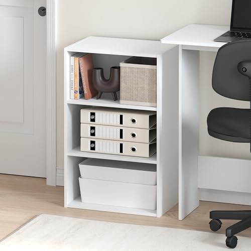 Furinno Basic Book Shelf, 3-Tier Bookshelf, Storage Organizer Bookcase with Open Shelf, 11 x 17 x 26, for Living Room, B