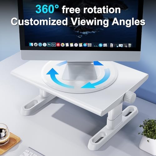 Monitor Stand Riser for Desk,360°Rotation Freely Height Adjustable by Knob,4.4-5.8 Inches,Ergonomic Monitor Stand Mount,
