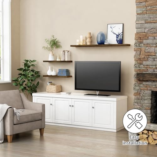 24 Inch Rustic Floating Shelves for Wall, Dark Wood Wall Mounted Shelves