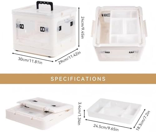 2-Tier Medicine Organizer - 22qt Plastic Foldable Storage Box with Handle