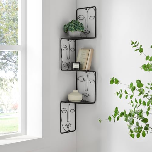Corner Shelf, Wall Mounted Face Sculpture Display Shelf with Philosophical Art Design for Living Room Decor, Wall Corner