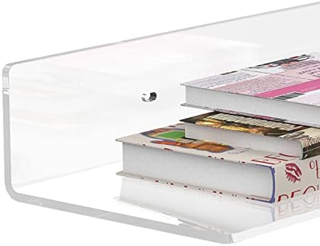 Sezanrpt 36 Inches Acrylic Wall Shelves 2 Pack, Floating Shelf for Wall Mounting, Acrylic Display Ledges for Funko Pop Figures, Home Décor, Living Room, Gaming Room, Plants(36 inch, Clear)