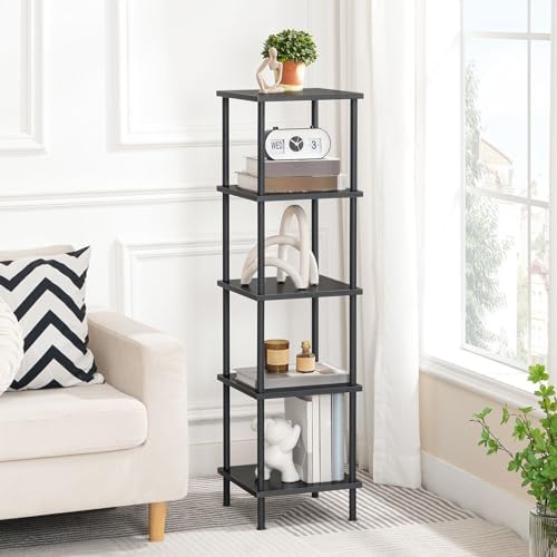 HOOBRO 5-Tier Corner Shelf Stand, Corner Square Rack Display Shelf, Tall Storage Rack Plant Stand, Corner Bookcase for S