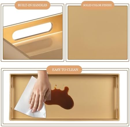 MAONAME Golde Bathroom Tray, Rectangular Toilet Tank Trays with Handles