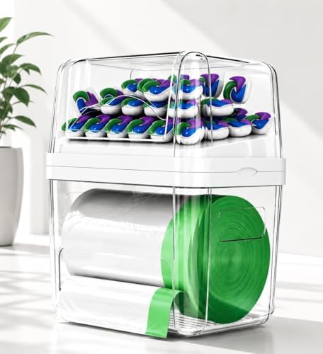 Trash Bag Dispenser Dishwasher Pods Organizer, Clear Acrylic Garbage Bag Holder Under Sink Organizer, Laundry Pods Conta