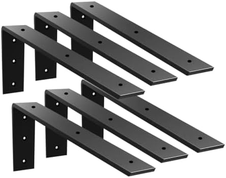 Countertop Support Bracket 6 Pack 10 inch Heavy Duty 3/8" Thick Black Granite Countertop Bracket 10"x6"x2.5" Shelf L Bra