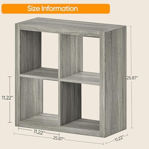 furtble 4-Cube Storage Organizer, Modern Wood Open Bookcase, Multifunctional Display Bookshelf for Living Room, Bedroom,