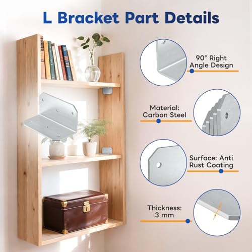 4"x2"x2" Corner Brackets for Wood, 200LB, Galvanized 8 Pack