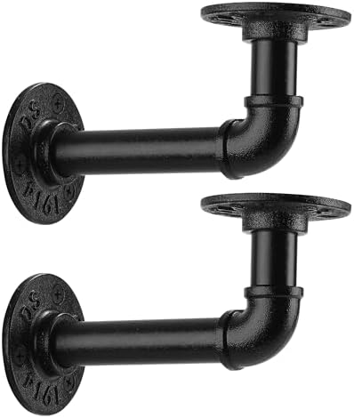 1/2" Pipe Shelf Bracket，Wall Mounted Floating Shelf Bracket, Steam Punk Decor Hanging Wall Metal Bracket, Heavy Duty Dec