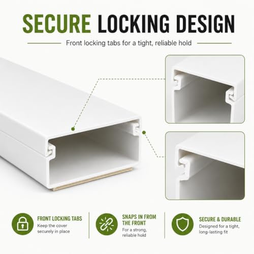 315” Cord Hider Kit, Gray Cable Raceway for Wall Mounted TV Wires, Wire Cover with Adhesive Tape, Screws and Connectors 