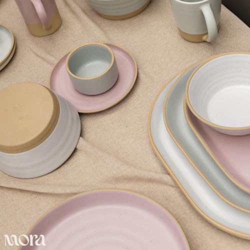 Mora Ceramic Decorative Tray - 9.4in Dish for Jewelry, Perfume, Makeup, Accessories, Candle, in the Bathroom Vanity, Bed