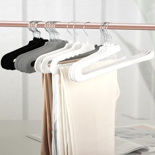 Velvet Pant Hangers Open End,8 Pack Non Slip Black Felt Trouser Hangers