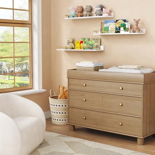 Forbena 24 Inch Bathroom Floating Shelves for Wall Set of 3, Gold Bathroom Shelves Over Toilet Wall Mounted with Rail, D