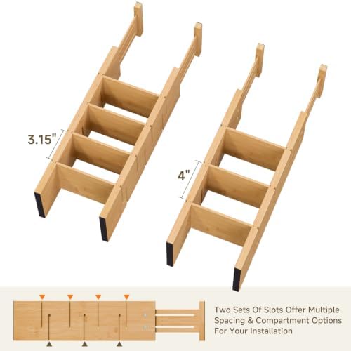 Deep Drawer Dividers For Clothes,Expandable Drawer Organizer (4, Long)