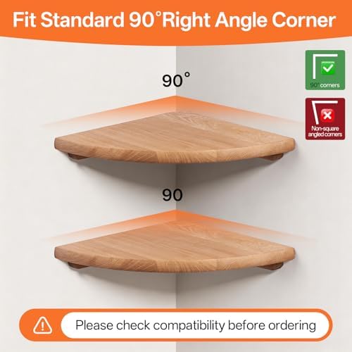 Gieanoo Corner Wall Shelf,12inch Solid Oak Wood Floating Corner Shelf with Wire Hole Corner Wall Storage Display Shelves