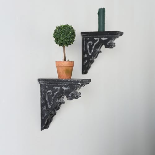 BIG FORTUNE Set of 2 Corbels for Shelves Wood Corbels Decorative L7.2 X W3.1 x H7.8 Shelf Brackets Wooden Vintage Shelf 