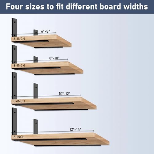 ELSKER&HOME Shelf Brackets 10 Inch 10 Pack Heavy Duty Black Metal L Bracket