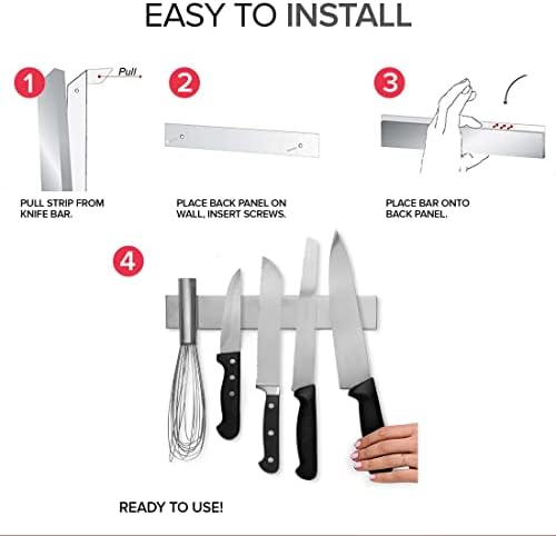 Modern Innovations 10 Inch Stainless Steel Magnetic Knife Bar with Multipurpose Use as Knife Holder, Knife Rack, Knife S